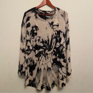 Zara Black and Cream Tie-Dye Knot Dress